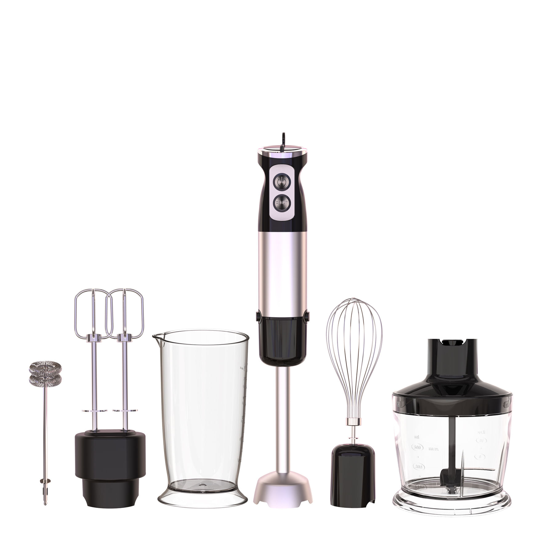 Set Blender vertical profesional 6 in 1 Glory HB-8001 cu putere 600W, Lama din Otel inoxidabil, Silentios, 12 trepte