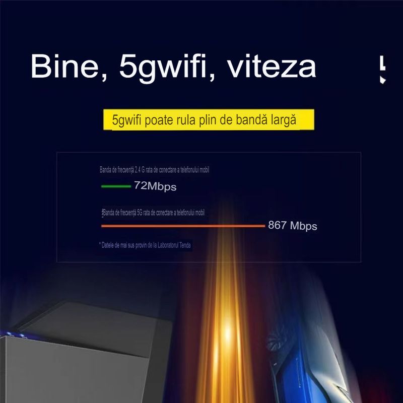 PC, gaming si accesorii - Retelistica - Wireless - Routere Wireless - Router Tenda AC7 1200 Mgb/s , Gaming si UHD streaming ,5 antene 5G , wireless puternic , dual-band, negru - Infinity.ro
