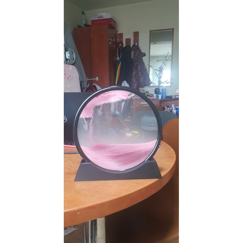 Casa si Gradina - Decoratiuni - Obiecte decorative - Accesorii decorative - Decoratiune casa, birou tip clepsidra, sticla/nisip 3D, 18X19.5 cm, roz/negru - Infinity.ro