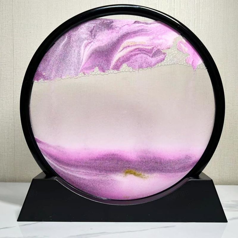 Casa si Gradina - Decoratiuni - Obiecte decorative - Accesorii decorative - Decoratiune casa, birou tip clepsidra, sticla/nisip 3D, 18X19.5 cm, roz/negru - Infinity.ro