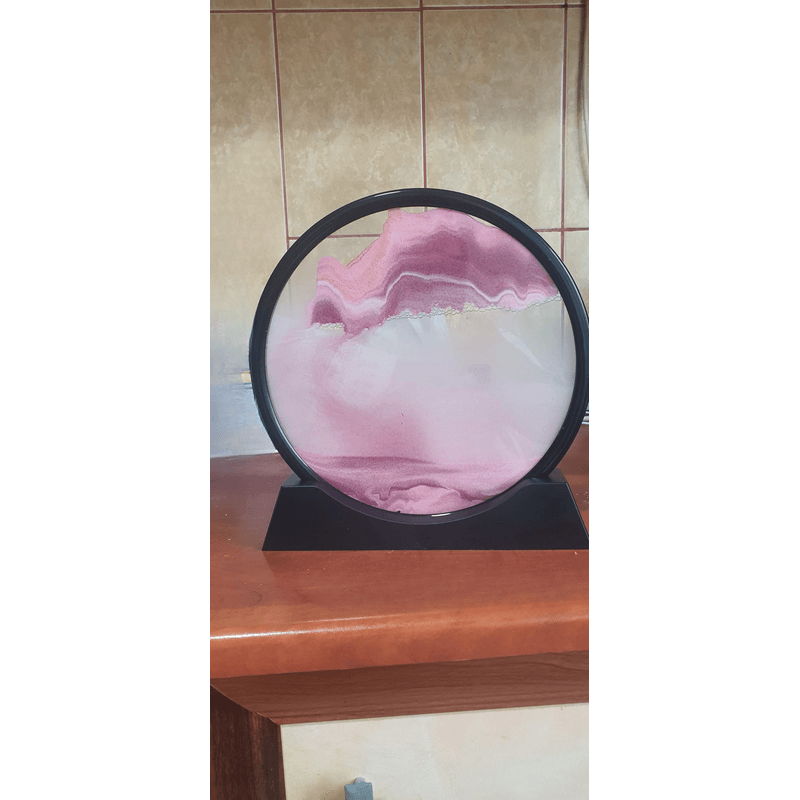 Casa si Gradina - Decoratiuni - Obiecte decorative - Accesorii decorative - Decoratiune casa, birou tip clepsidra, sticla/nisip 3D, 18X19.5 cm, roz/negru - Infinity.ro