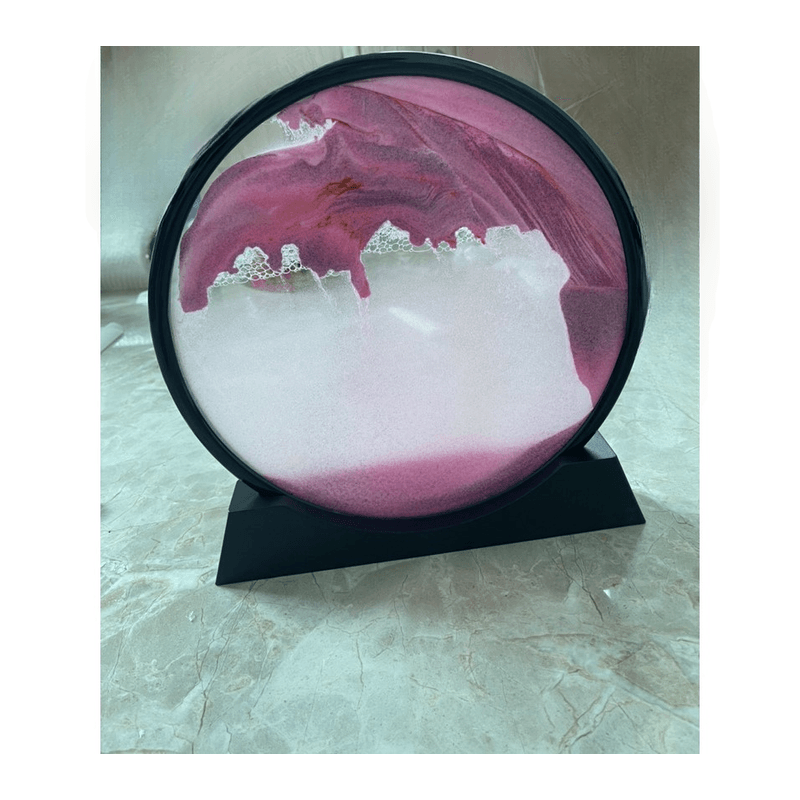 Casa si Gradina - Decoratiuni - Obiecte decorative - Accesorii decorative - Decoratiune casa, birou tip clepsidra, sticla/nisip 3D, 18X19.5 cm, roz/negru - Infinity.ro