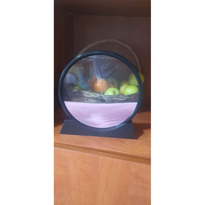 Casa si Gradina - Decoratiuni - Obiecte decorative - Accesorii decorative - Decoratiune casa, birou tip clepsidra, sticla/nisip 3D, 18X19.5 cm, roz/negru - Infinity.ro