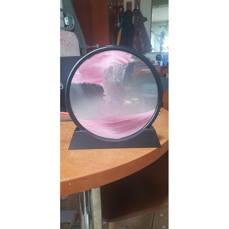 Casa si Gradina - Decoratiuni - Obiecte decorative - Accesorii decorative - Decoratiune casa, birou tip clepsidra, sticla/nisip 3D, 18X19.5 cm, roz/negru - Infinity.ro