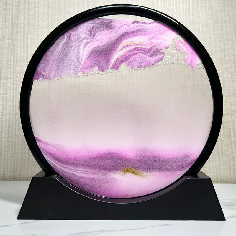 Casa si Gradina - Decoratiuni - Obiecte decorative - Accesorii decorative - Decoratiune casa, birou tip clepsidra, sticla/nisip 3D, 18X19.5 cm, roz/negru - Infinity.ro