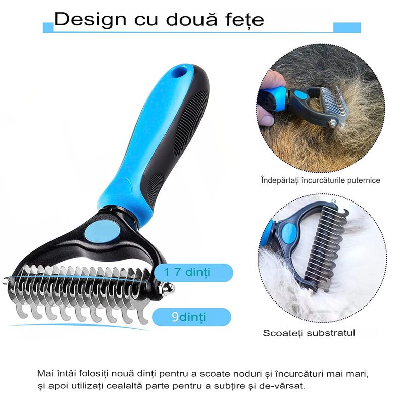 Petshop - Ingrijire si Igiena - Produse uz extern - Perii si manusi - Set ingrijire animale de companie OnePet marime L 9 dinti, compus din pieptene descalcitor, cleste, pila - Infinity.ro