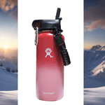 Casa si Gradina - Bucatarie si vesela - Cani si pahare - Sticle - Sticla de apa Hydro Flask din otel inoxidabil si izolata in vid cu capac, sistem de prindere si pai 946 ml, visiniu/roz - Infinity.ro