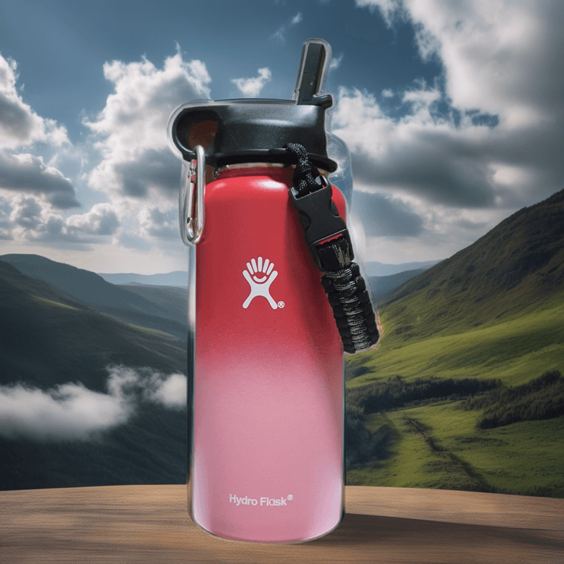 Casa si Gradina - Bucatarie si vesela - Cani si pahare - Sticle - Sticla de apa Hydro Flask din otel inoxidabil si izolata in vid cu capac, sistem de prindere si pai 946 ml, visiniu/roz - Infinity.ro