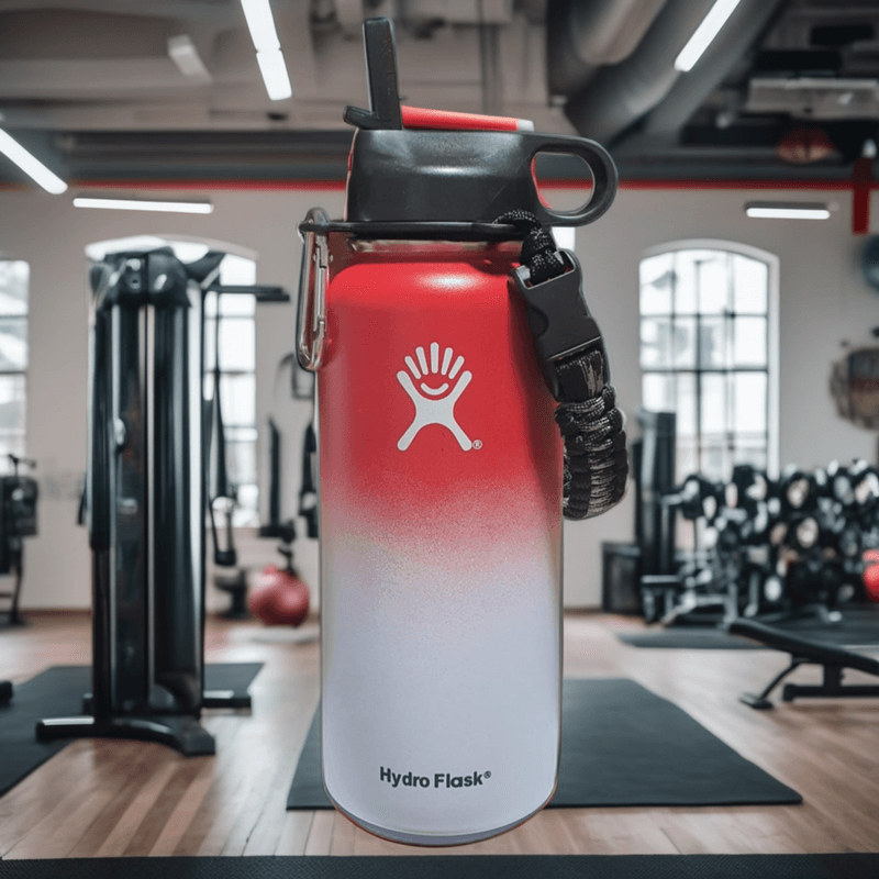 Casa si Gradina - Bucatarie si vesela - Cani si pahare - Sticle - Sticla de apa Hydro Flask din otel inoxidabil si izolata in vid cu capac, sistem de prindere si pai 946 ml, visiniu/alb - Infinity.ro