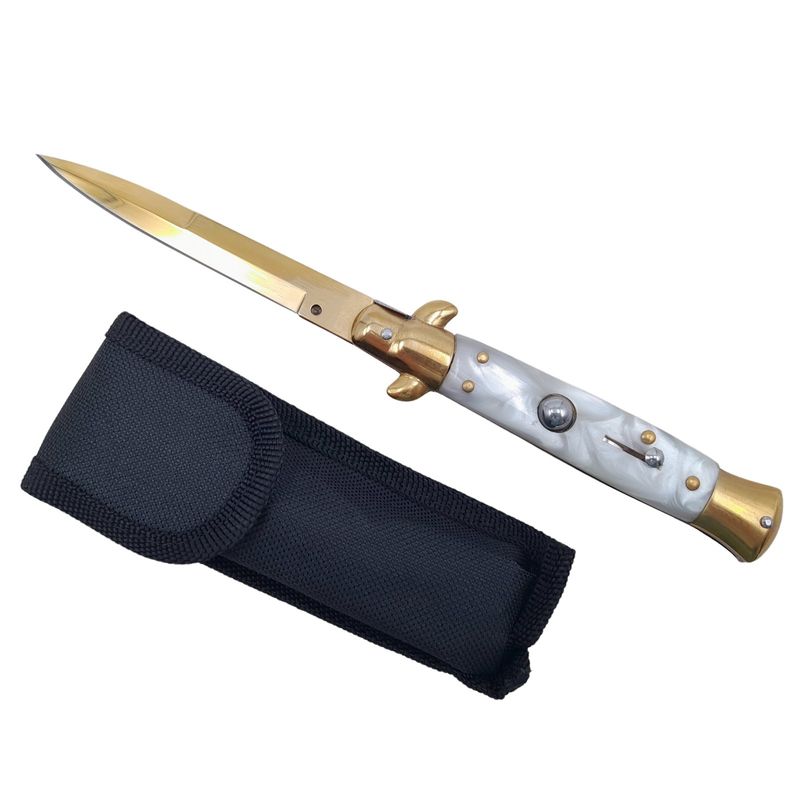 Sport si Outdoor - Camping - Cutite, bricege si accesorii - Cutite si bricege - Pachet doua bricege automate, lama stiletto, 23 cm, albastru/auriu - Infinity.ro