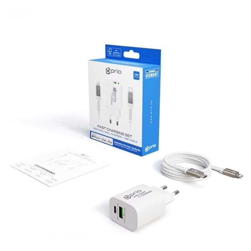 Laptop, Telefoane si Tablete - Telefoane mobile si accesorii - Accesorii Telefoane - Incarcatoare telefoane - Incarcator Prio Compatibil iPhone,iPad Fast Charge 20W, Incarcare Rapida, Alb - Infinity.ro