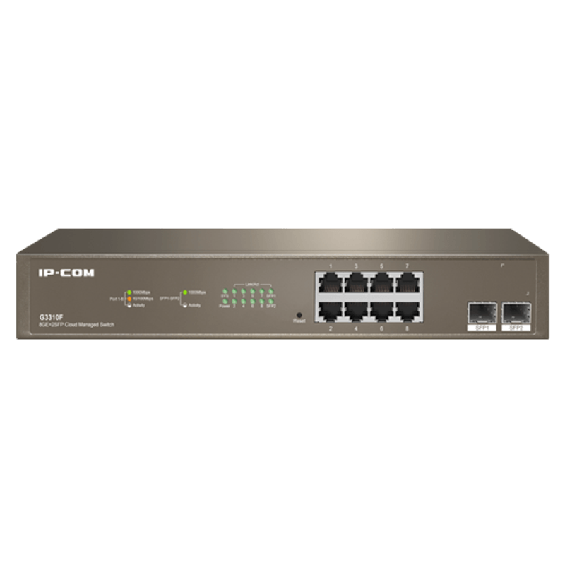 PC, gaming si accesorii - Retelistica - Switch-uri - Switch-uri cu management - Switch 8 x RJ45 Gigabit, 2 x SFP Gigabit Uplink, Cloud Management - IP-COM G3310F - Infinity.ro