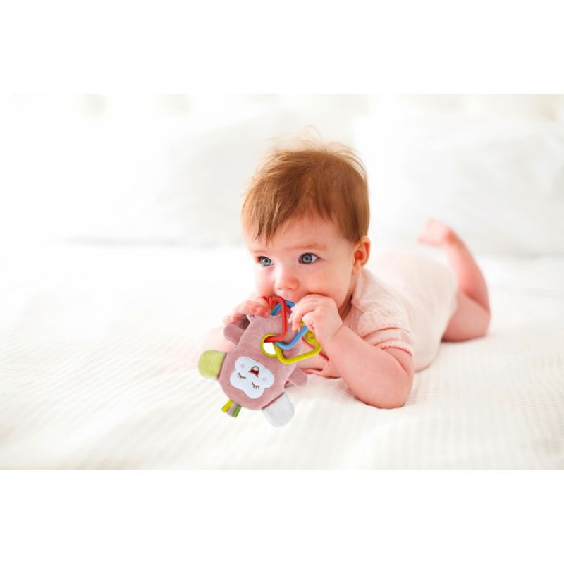 Jucarii, Copii si Bebe - Jucarii si jocuri - Jucarii bebelusi - Jucarii pentru dentitie - Jucarie din plus pentru bebelusi cu inele dentitie Funny Monkey BabyJem (Culoare: Bleu) - Infinity.ro