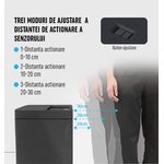 Casa si Gradina - Mobilier - Organizare si depozitare - Cosuri de gunoi - Cos de Gunoi cu Senzor Negru, Capacitate 50L, cu Capac Glisant, Generator de Ioni Negativi pentru Purificare a Aerului, - Infinity.ro