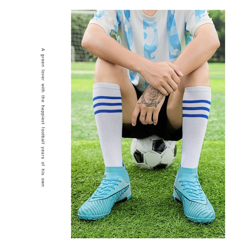 Sport si Outdoor - Echipament Sportiv - Incaltaminte sport - Pantofi sport - Ghete de fotbal MBrands, 8.0 cu glezna  pentru teren sintetic, turcoaz 34 - Infinity.ro