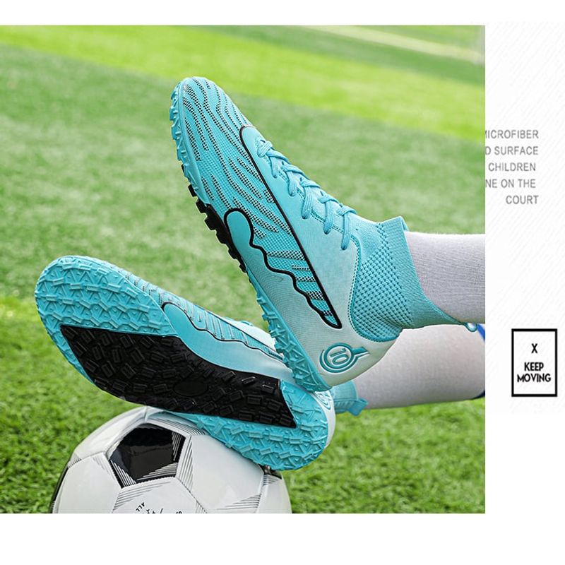 Sport si Outdoor - Echipament Sportiv - Incaltaminte sport - Pantofi sport - Ghete de fotbal MBrands, 8.0 cu glezna  pentru teren sintetic, turcoaz 33 - Infinity.ro