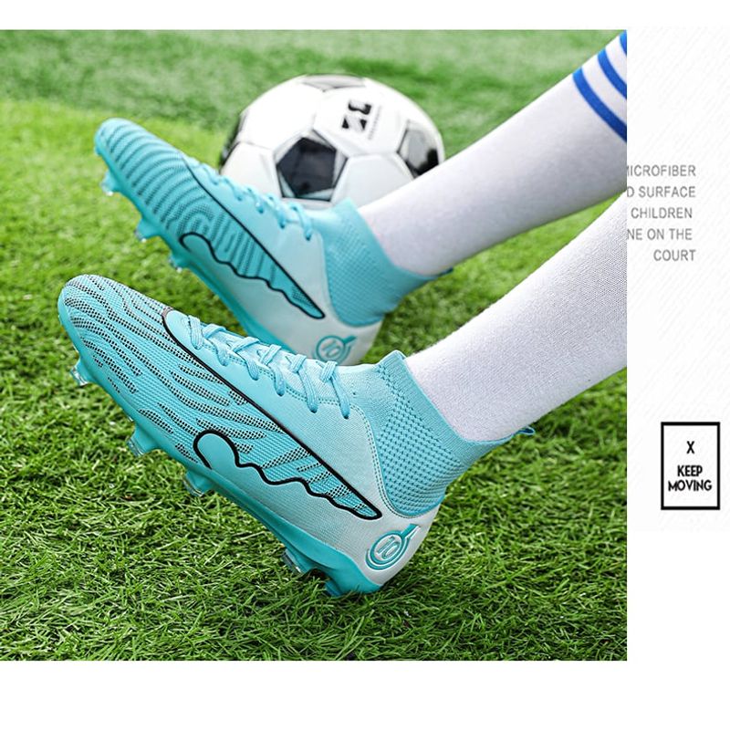 Sport si Outdoor - Echipament Sportiv - Incaltaminte sport - Pantofi sport - Ghete de fotbal MBrands, 8.1 cu glezna , crampoane, turcoaz 38 - Infinity.ro