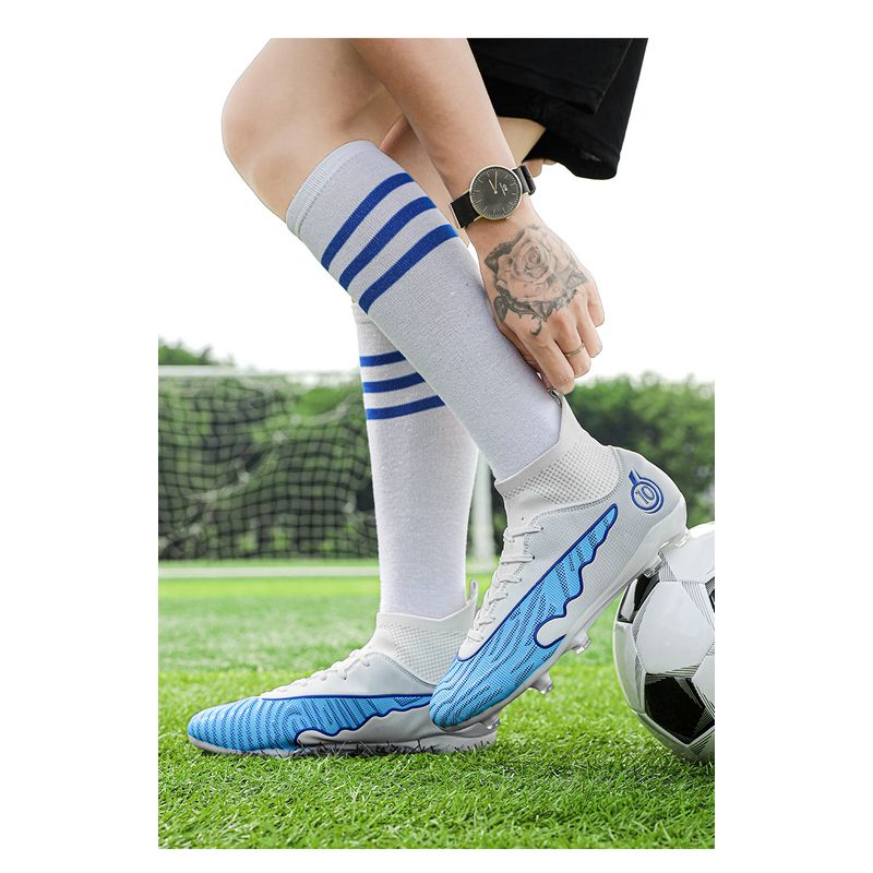 Sport si Outdoor - Echipament Sportiv - Incaltaminte sport - Pantofi sport - Ghete de fotbal MBrands, 8.1 cu glezna , crampoane, alb 35 - Infinity.ro