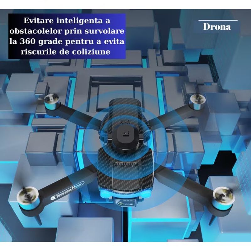 TV, Audio-Video si Foto - Camere de actiune si drone - Drone - Drona GST08, filmare 4K, foto-video fixe sau in miscare, cu telecomanda, negru - Infinity.ro