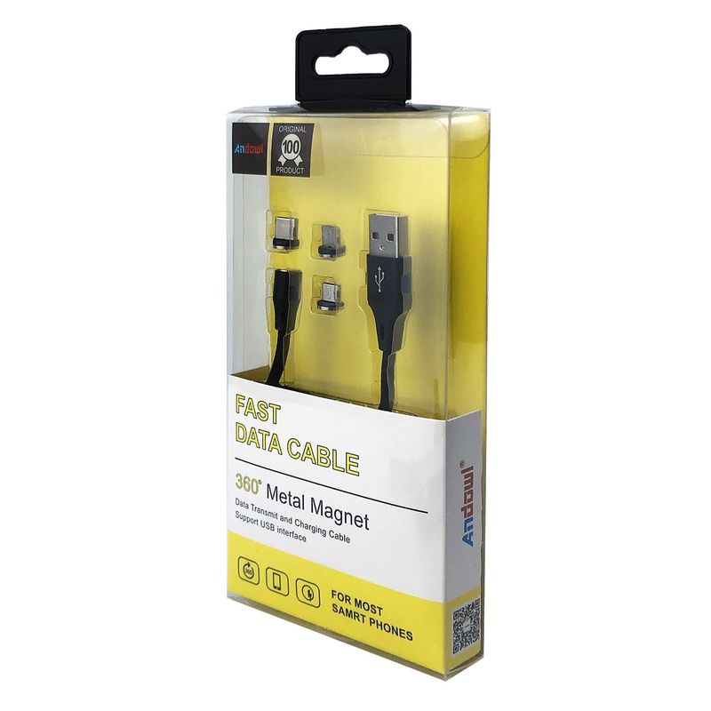 Laptop, Telefoane si Tablete - Telefoane mobile si accesorii - Accesorii Telefoane - Cabluri si adaptoare telefoane - Cablu de incarcare si transfer de date 3 in 1, cu 3 conectori magnetici - Infinity.ro