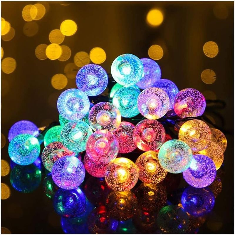 Casa si Gradina - Decoratiuni - Decoratiuni petrecere - Bannere si ghirlande decorative - Ghirlanda Solara cu 20 LED-uri RGB, IP44, 4.85m, Cablu Negru - Infinity.ro