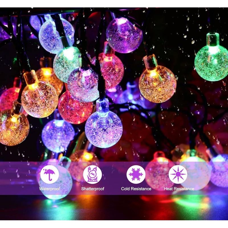 Casa si Gradina - Decoratiuni - Decoratiuni petrecere - Bannere si ghirlande decorative - Ghirlanda Solara cu 20 LED-uri RGB, IP44, 4.85m, Cablu Negru - Infinity.ro
