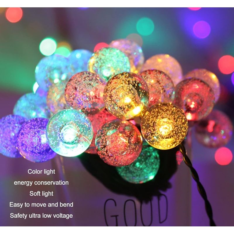 Casa si Gradina - Decoratiuni - Decoratiuni petrecere - Bannere si ghirlande decorative - Ghirlanda Solara cu 20 LED-uri RGB, IP44, 4.85m, Cablu Negru - Infinity.ro
