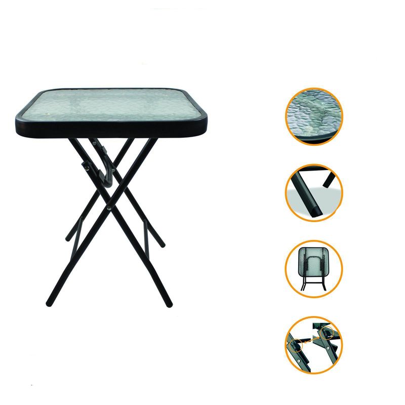 Casa si Gradina - Gradina si terasa - Mobilier exterior - Mese gradina - Masa pliabila din sticla transparenta, pentru gradina, 40 x 40 x 46 cm, My Garden, 7624 - Infinity.ro