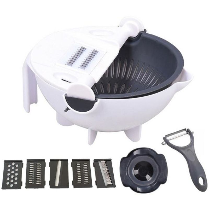 Casa si Gradina - Bucatarie si vesela - Ustensile bucatarie - Site bucatarie, strecuratori si accesorii - Strecuratoare si feliator de legume sau fructe manual cu castron inclus, accesorii diverse - Alb - Infinity.ro