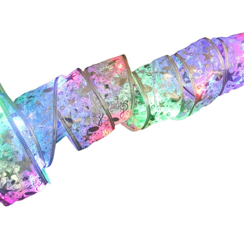 Casa si Gradina - Decoratiuni - Decoratiuni de sezon - Set 2 Panglici Luminoase pentru Craciun, 5m, 50 de LED-uri RGB, cu Baterii, Lumina Multicolora, Argintiu - Infinity.ro