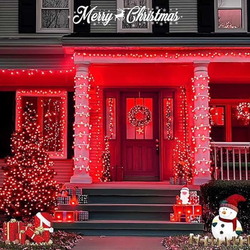 Casa si Gradina - Decoratiuni - Decoratiuni de sezon - Instalatie Luminoasa LED Tip Rola, cu 8 Jocuri de Lumini, 50m, 1.6mm Grosime Calbu, Lumina Rosie/Albastra - Red - Infinity.ro