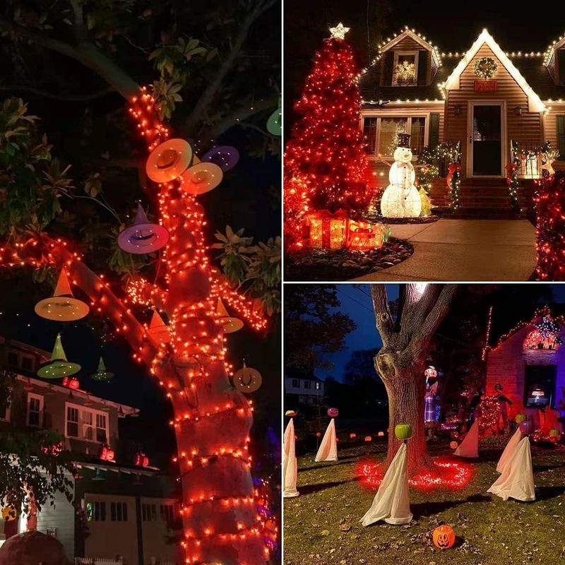 Casa si Gradina - Decoratiuni - Decoratiuni de sezon - Instalatie Luminoasa LED Tip Rola, cu 8 Jocuri de Lumini, 50m, 1.6mm Grosime Calbu, Lumina Rosie/Albastra - Red - Infinity.ro