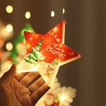 Casa si Gradina - Decoratiuni - Decoratiuni de sezon - Set 6 Decoratiuni Luminoase pentru Craciun, in Forma de Stea, 11x12cm, cu Baterie, Alb cu Rosu, Lumina Calda - Infinity.ro