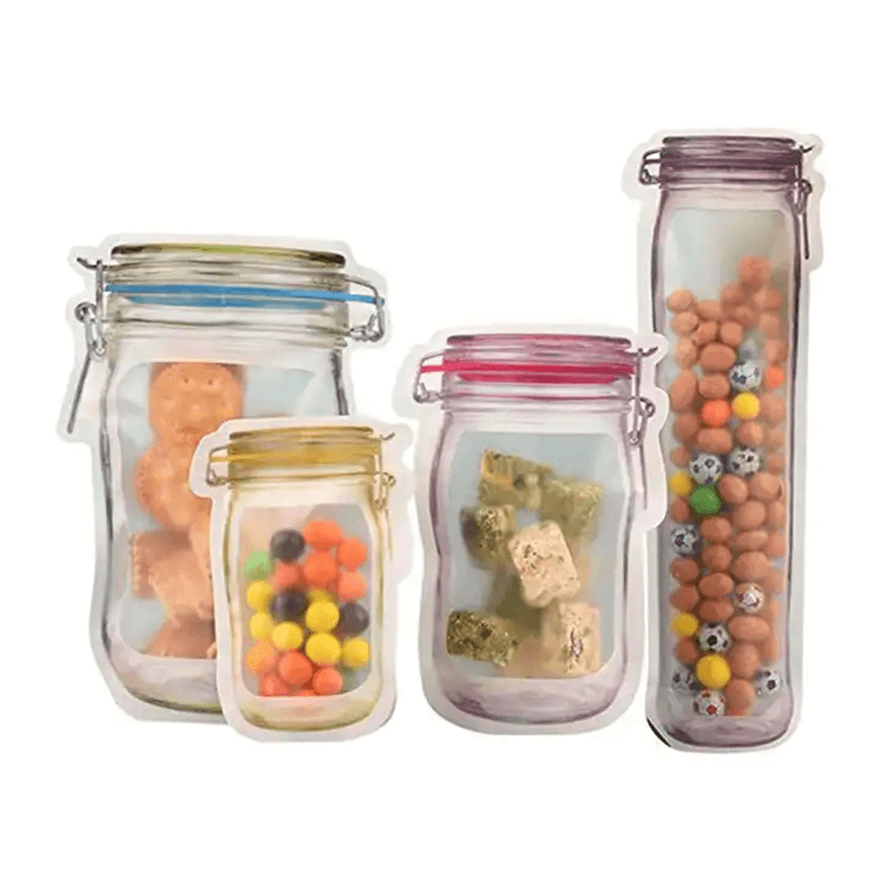 Casa si Gradina - Mobilier - Organizare si depozitare - Pungi depozitare - Set 4 pungi de depozitare pentru alimente, cu fermoar, 4 dimensiuni - Multicolor - Infinity.ro