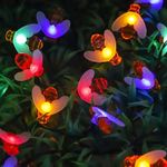 Casa si Gradina - Corpuri si surse de iluminat - Iluminat exterior - Instalatii luminoase exterior - Instalatie Luminoasa Solara, 6.5m, 50 LED-uri in Forma de Albine, IP65, Lumina Alba Calda/Multicolor - Alb Cald - Infinity.ro