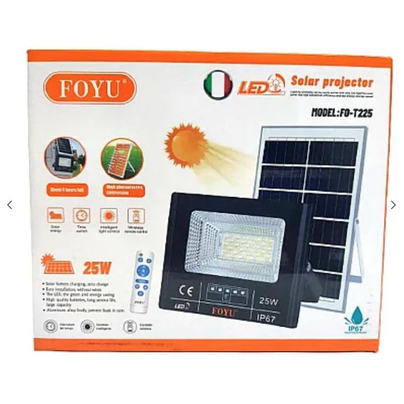Casa si Gradina - Corpuri si surse de iluminat - Iluminat comercial si industrial - Proiectoare si lampi de lucru - Proiector LED 25W cu panou solar si telecomanda FO-T225 - Infinity.ro