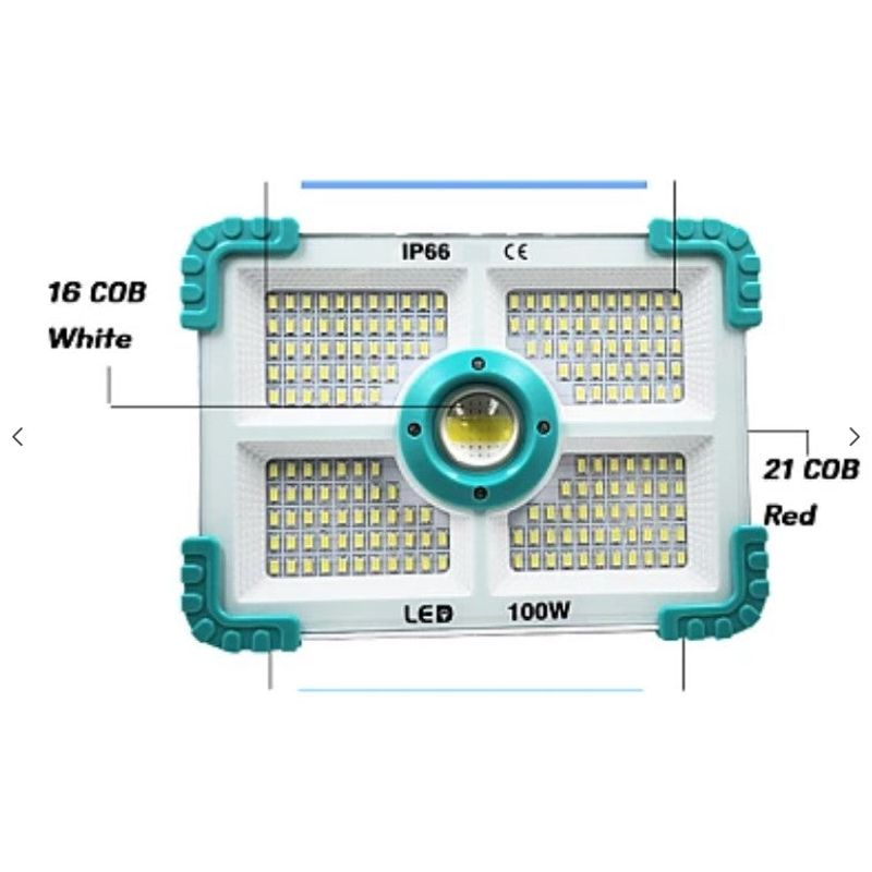 Casa si Gradina - Corpuri si surse de iluminat - Iluminat comercial si industrial - Proiectoare si lampi de lucru - Proiector solar COBA CB F188 putere 100W si 188 LED, Alb cu albastru - Infinity.ro