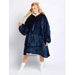 Casa si Gradina - Textile si covoare - Pături și cuverturi - Pături - Patura Huggle tip Hanorac cu Gluga, Pufopasa si Foarte Comoda si Calduroasa, Marime Unica - Albastru - Infinity.ro