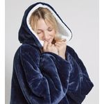 Casa si Gradina - Textile si covoare - Pături și cuverturi - Pături - Patura Huggle tip Hanorac cu Gluga, Pufopasa si Foarte Comoda si Calduroasa, Marime Unica - Albastru - Infinity.ro