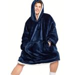Casa si Gradina - Textile si covoare - Pături și cuverturi - Pături - Patura Huggle tip Hanorac cu Gluga, Pufopasa si Foarte Comoda si Calduroasa, Marime Unica - Albastru - Infinity.ro