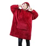 Casa si Gradina - Textile si covoare - Pături și cuverturi - Pături - Patura Huggle tip Hanorac cu Gluga, Pufopasa si Foarte Comoda si Calduroasa, Marime Unica - Rosu - Infinity.ro