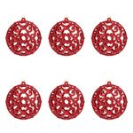 Casa si Gradina - Decoratiuni - Decoratiuni de sezon - Set globuri craciun, model glitter, diametru 6cm, 6 bucati, culoare rosie, material plastic - Infinity.ro