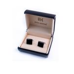 Fashion, accesorii si bijuterii - Barbati - Bijuterii barbati - Butoni camasa barbati - Set butoni camasa elegant, Argintiu/Negru, patrat, 15 mm, Ryan Keeper, A4 - Infinity.ro