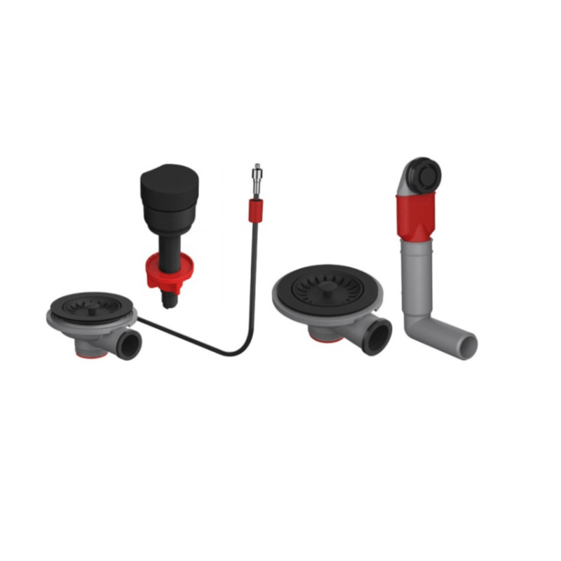 Casa si Gradina - Sanitare - Chiuveta bucatarie si accesorii - Accesorii chiuvete - Kit ventil scurgere cu inchidere automata si preaplin, pentru chiuveta cu 1, 5 / 2 cuve, negru, Franke 112.0658.280 - Infinity.ro