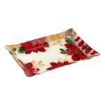 Casa si Gradina - Decoratiuni - Decoratiuni de sezon - Platou sticla, model craciunita, bordura valuroasa, dreptunghiular, multicolor, 31 x 21cm - Infinity.ro