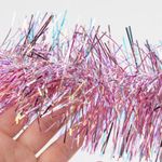 Casa si Gradina - Decoratiuni - Decoratiuni de sezon - Beteala craciun, tinsel roz auriu irizat, 3m x 10cm, plastic - Infinity.ro