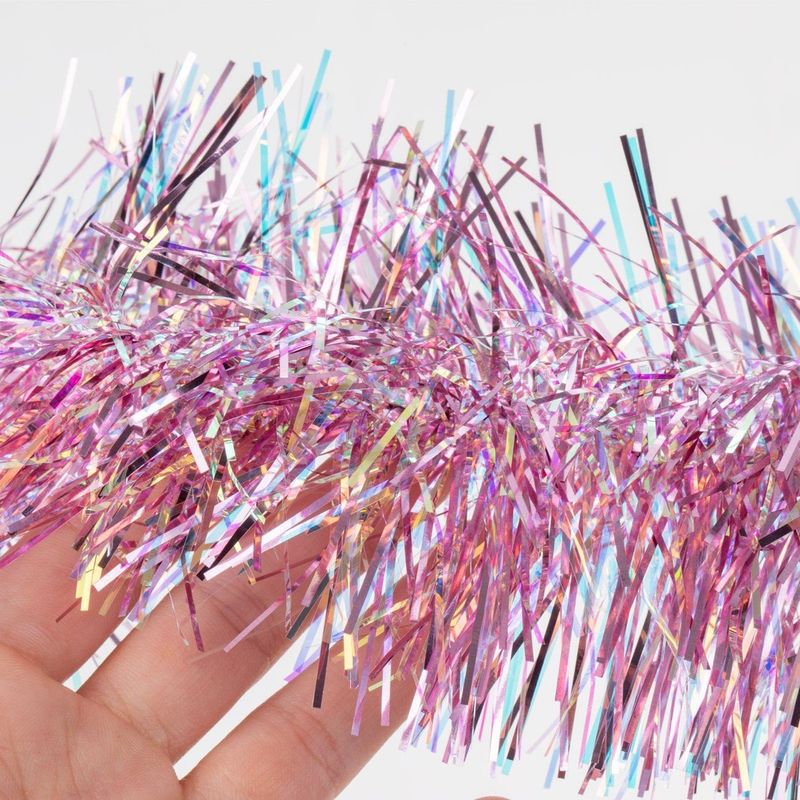 Casa si Gradina - Decoratiuni - Decoratiuni de sezon - Beteala craciun, tinsel roz auriu irizat, 3m x 10cm, plastic - Infinity.ro