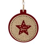 Casa si Gradina - Decoratiuni - Decoratiuni de sezon - Ornament brad craciun, model stea, lemn, rosu catifea, glitter auriu, 10cm - Infinity.ro