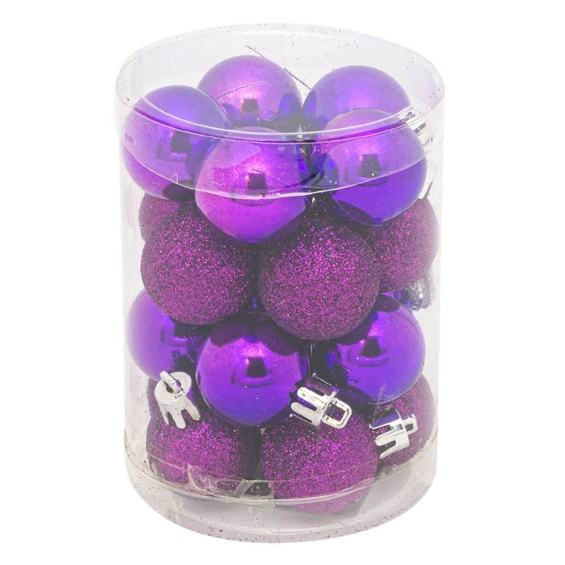 Casa si Gradina - Decoratiuni - Decoratiuni de sezon - Set globuri craciun, model glitter, 20 bucati, culoare mov, diametru 3cm, material plastic - Infinity.ro