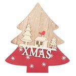 Casa si Gradina - Decoratiuni - Decoratiuni de sezon - Decor craciun, brad, lemn, 14cm, rosu si natural - Infinity.ro
